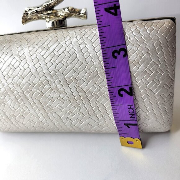 Elegant White Cream Evening Clutch Purse Cocktail Purse Wedding Evening Purse - Picture 11 of 12